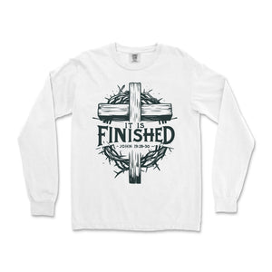 It Is Finished Cross & Thorns Comfort Colors Long Sleeve Long Sleeve T-Shirt - front view