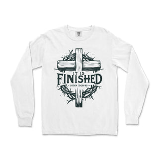 It Is Finished Cross & Thorns Comfort Colors Long Sleeve Long Sleeve T-Shirt - front view