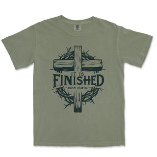 It Is Finished John 19 Comfort Colors Heavyweight Tee - front view