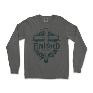It Is Finished Cross & Thorns Comfort Colors Long Sleeve Long Sleeve T-Shirt - front view