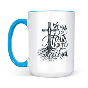 Rooted in Christ Woman of Faith Two-Tone Ceramic Two-Tone Ceramic Faith Mug - front view