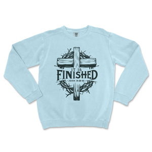 It Is Finished Cross Comfort Colors® Crewneck Premium Christian Crewneck - front view