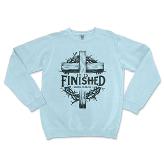 It Is Finished Cross Comfort Colors® Crewneck Premium Christian Crewneck - front view
