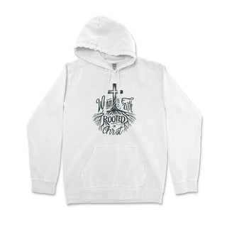 Rooted in Christ Woman of Faith Comfort Colors Premium Christian Hoodie - front view