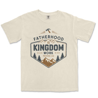Fatherhood is Kingdom Work T-Shirt for Dads Comfort Colors Heavyweight Tee - front view