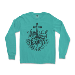 Woman of Faith Rooted in Christ Long Sleeve Long Sleeve T-Shirt - front view
