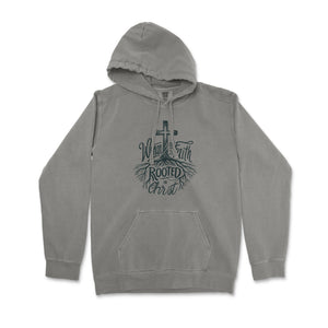 Rooted in Christ Woman of Faith Comfort Colors Premium Christian Hoodie - front view