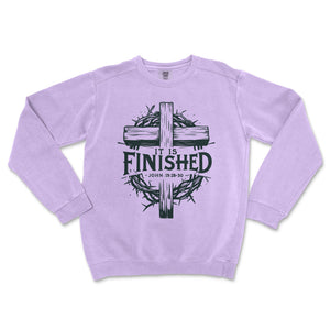 It Is Finished Cross Comfort Colors® Crewneck Premium Christian Crewneck - front view