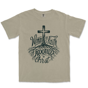 Woman of Faith Rooted in Christ Comfort Colors Comfort Colors Heavyweight Tee - front view