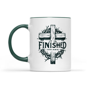 It Is Finished Cross & Thorns Two-Tone Christian Two-Tone Ceramic Faith Mug - front view