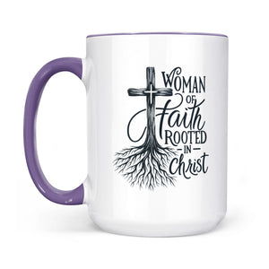 Rooted in Christ Woman of Faith Two-Tone Ceramic Two-Tone Ceramic Faith Mug - front view