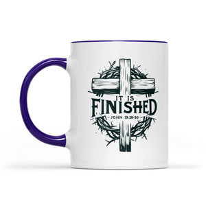 It Is Finished Cross & Thorns Two-Tone Christian Two-Tone Ceramic Faith Mug - front view
