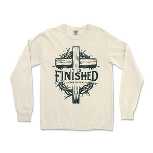 It Is Finished Cross & Thorns Comfort Colors Long Sleeve Long Sleeve T-Shirt - front view