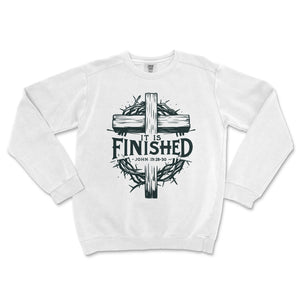 It Is Finished Cross Comfort Colors® Crewneck Premium Christian Crewneck - front view