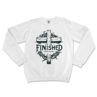It Is Finished Cross Comfort Colors® Crewneck Premium Christian Crewneck - front view