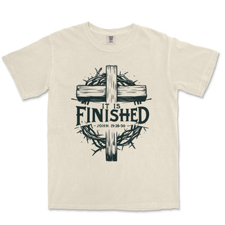 It Is Finished John 19 Comfort Colors Heavyweight Tee - front view