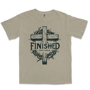 It Is Finished John 19 Comfort Colors Heavyweight Tee - front view