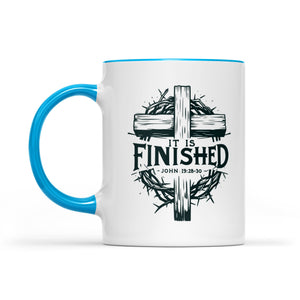 It Is Finished Cross & Thorns Two-Tone Christian Two-Tone Ceramic Faith Mug - front view