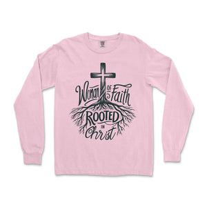 Woman of Faith Rooted in Christ Long Sleeve Long Sleeve T-Shirt - front view