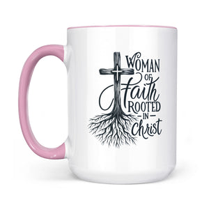 Rooted in Christ Woman of Faith Two-Tone Ceramic Two-Tone Ceramic Faith Mug - front view