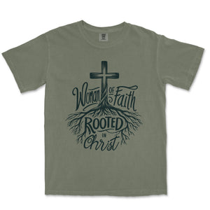 Woman of Faith Rooted in Christ Comfort Colors Comfort Colors Heavyweight Tee - front view