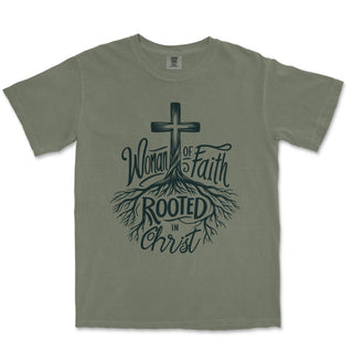 Woman of Faith Rooted in Christ Comfort Colors Comfort Colors Heavyweight Tee - front view