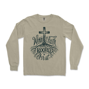 Woman of Faith Rooted in Christ Long Sleeve Long Sleeve T-Shirt - front view