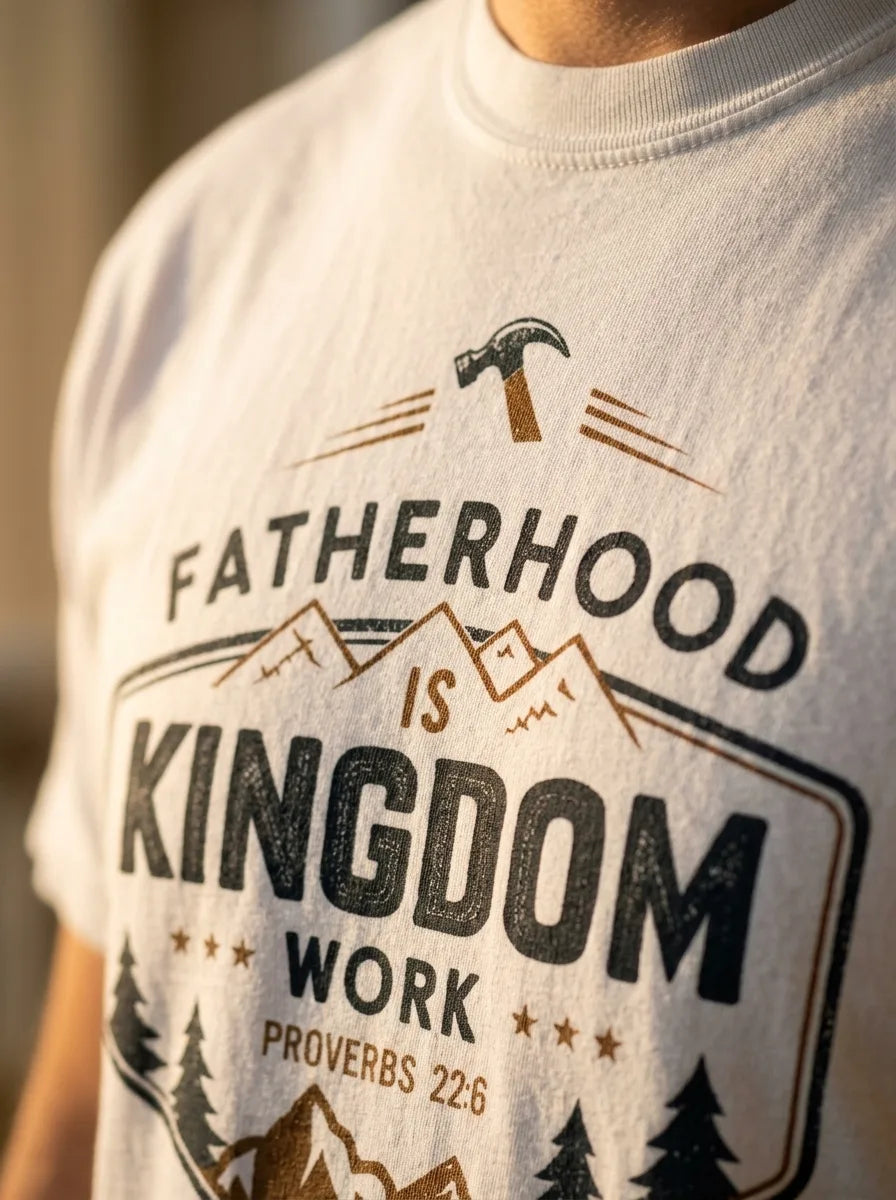 Fatherhood is Kingdom Work T-Shirt for Dads - Detail Lifestyle