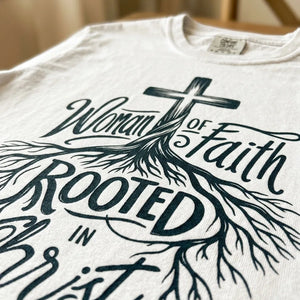Woman of Faith Rooted in Christ Long Sleeve T-Shirt - Detail Lifestyle