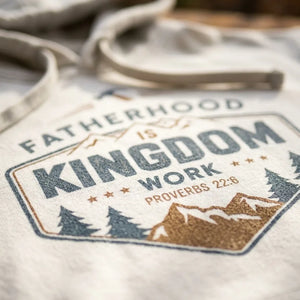 Fatherhood is Kingdom Work Men's Hoodie - Detail Lifestyle