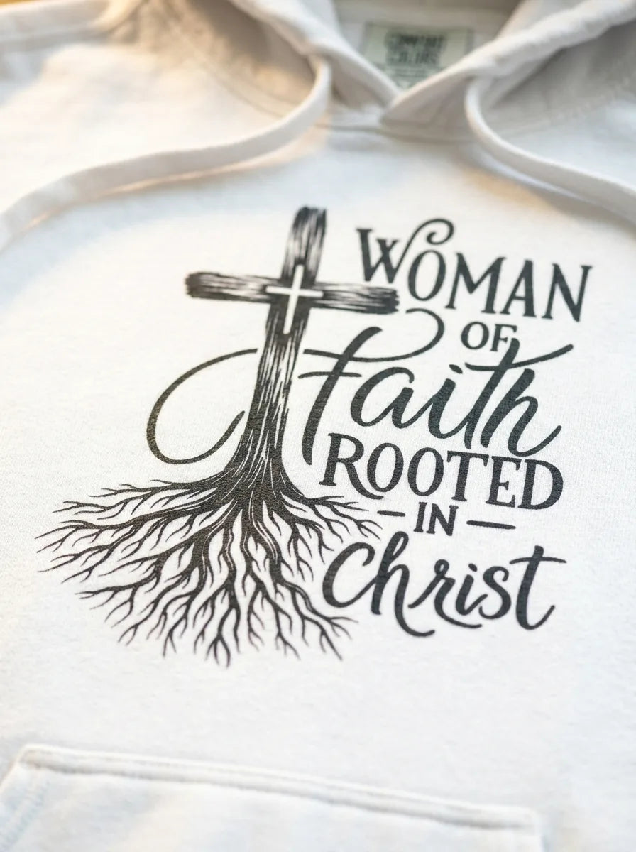Rooted in Christ Women's Faith Hoodie - Detail Lifestyle