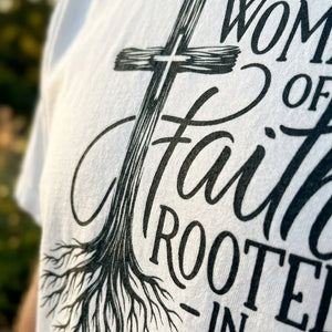 Rooted in Christ Faith Tee for Women - Detail Lifestyle