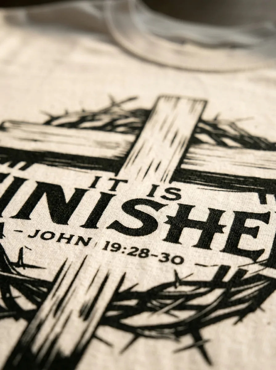 It Is Finished John 19:30 Cross Comfort Colors T-Shirt - Detail Lifestyle