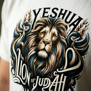 Yeshua Lion of Judah Tee | Comfort Colors Faith Shirt - Detail Lifestyle