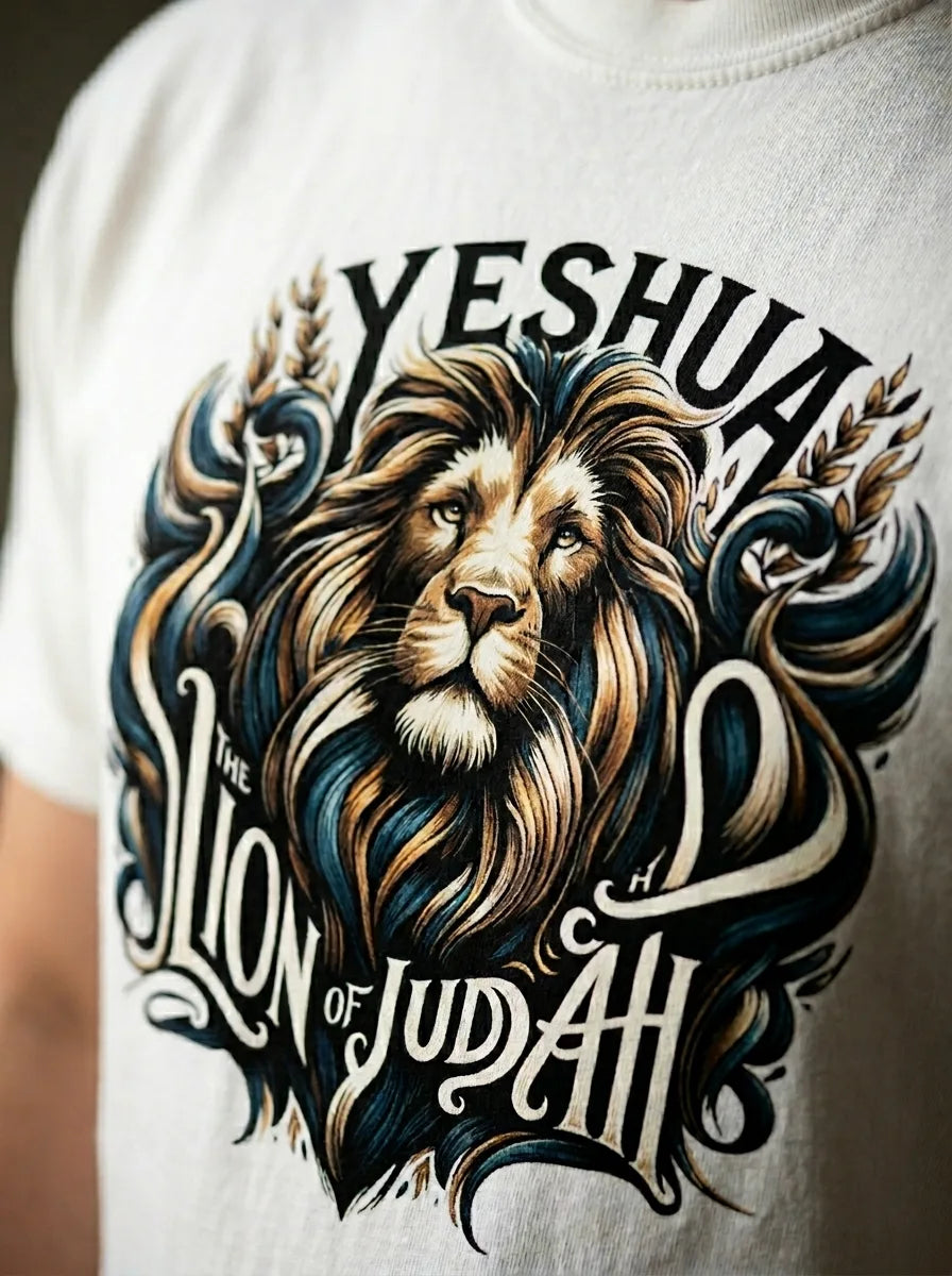 Yeshua Lion of Judah Tee | Comfort Colors Faith Shirt - Detail Lifestyle
