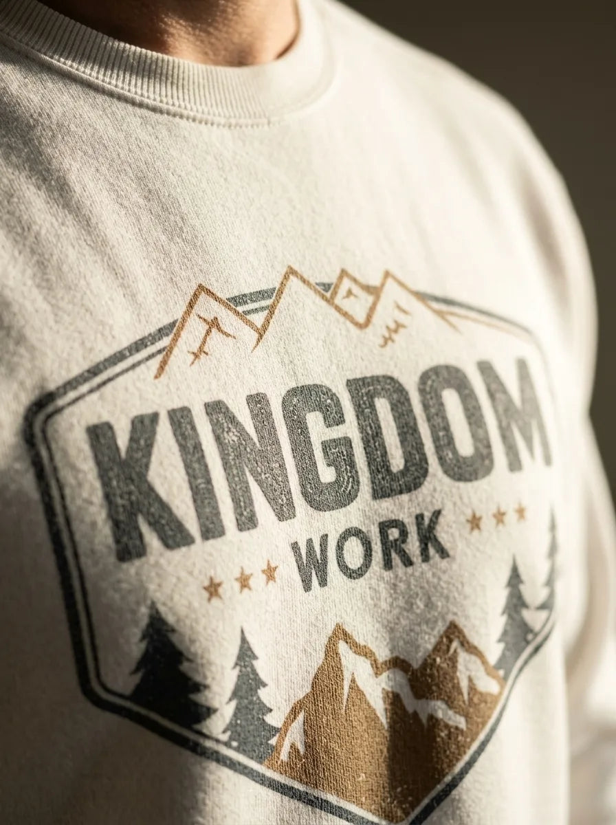 Fatherhood is Kingdom Work Sweatshirt | Comfort Colors - Detail Lifestyle