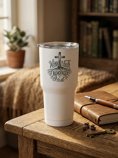 Woman of Faith Rooted in Christ 30oz Stainless Steel Tumbler - Detail Lifestyle