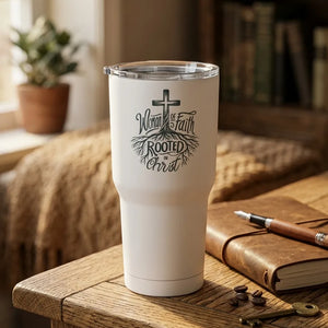 Woman of Faith Rooted in Christ 30oz Stainless Steel Tumbler - Detail Lifestyle