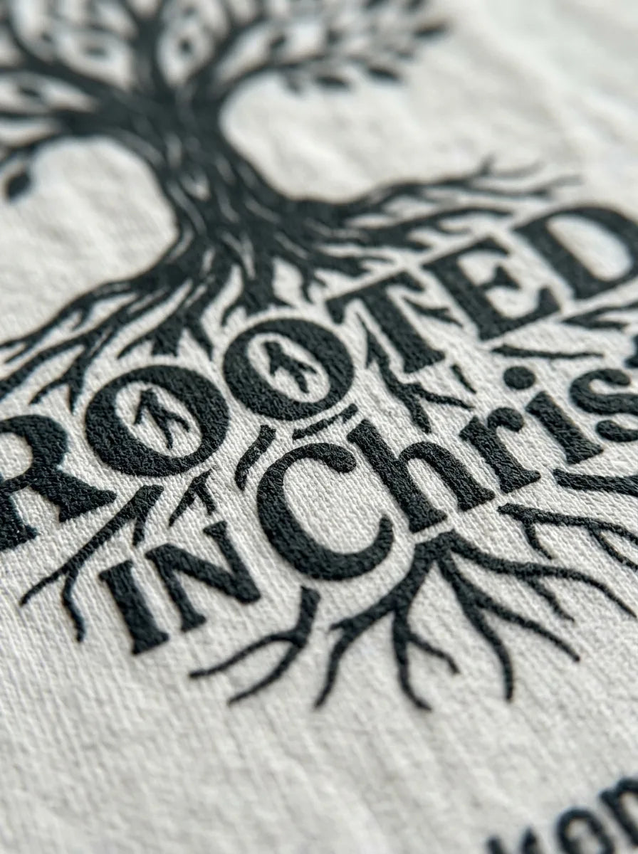 Woman of Faith Rooted in Christ Comfort Colors Tee - Detail Lifestyle