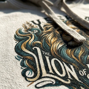 Yeshua, Lion of Judah Hoodie – Roar Your Faith - Detail Lifestyle