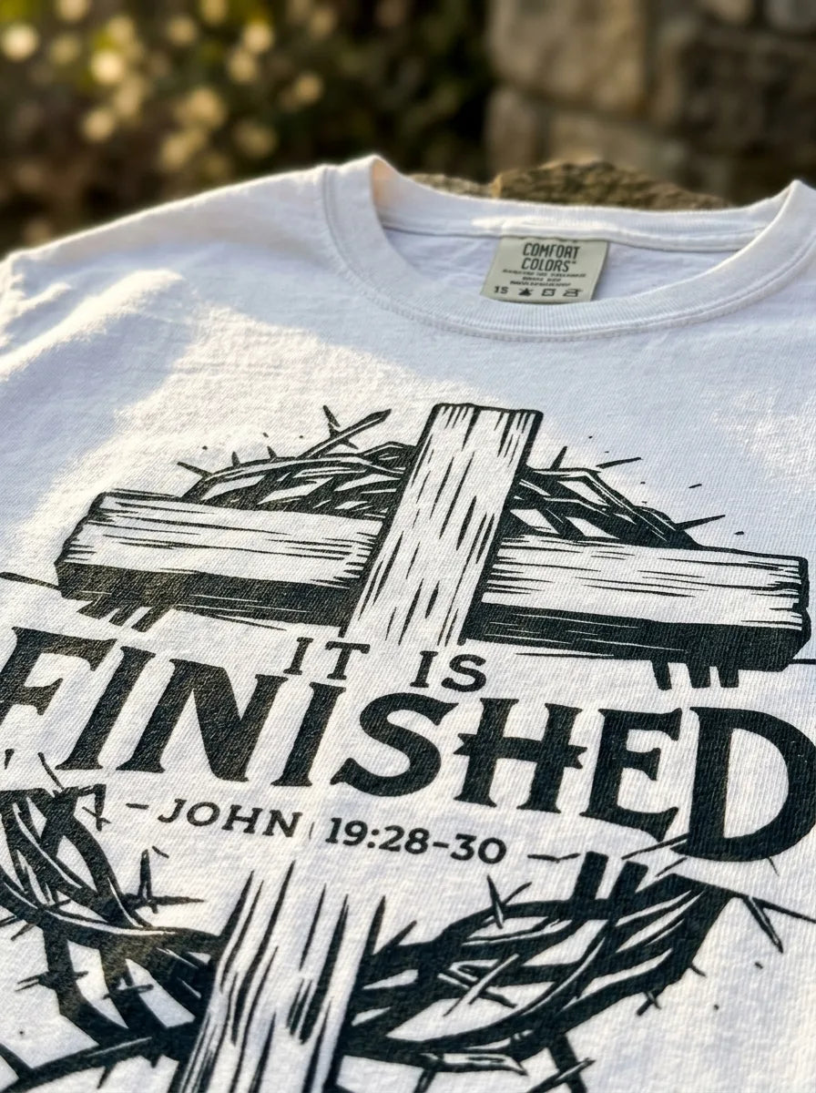 It Is Finished Cross & Thorns Comfort Colors Long Sleeve Tee - Detail Lifestyle