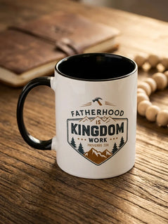 Fatherhood Is Kingdom Work Two-Tone Mug | Proverbs 22:6 - Detail Lifestyle