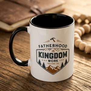Fatherhood Is Kingdom Work Two-Tone Mug | Proverbs 22:6 - Detail Lifestyle