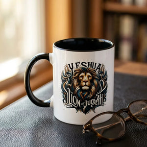 Yeshua: The Lion of Judah Two-Tone Ceramic Mug - Detail Lifestyle