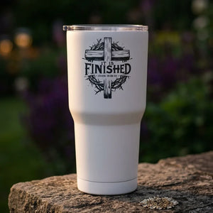 It Is Finished Cross & Thorns 30oz Insulated Tumbler - Detail Lifestyle