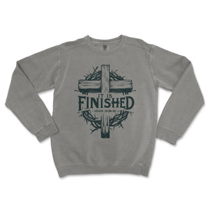 It Is Finished Cross Comfort Colors® Crewneck Premium Christian Crewneck - front view