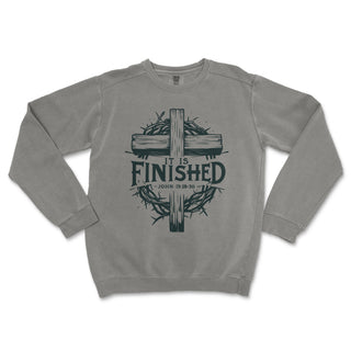 It Is Finished Cross Comfort Colors® Crewneck Premium Christian Crewneck - front view