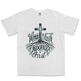 Woman of Faith Rooted in Christ Comfort Colors Comfort Colors Heavyweight Tee - front view