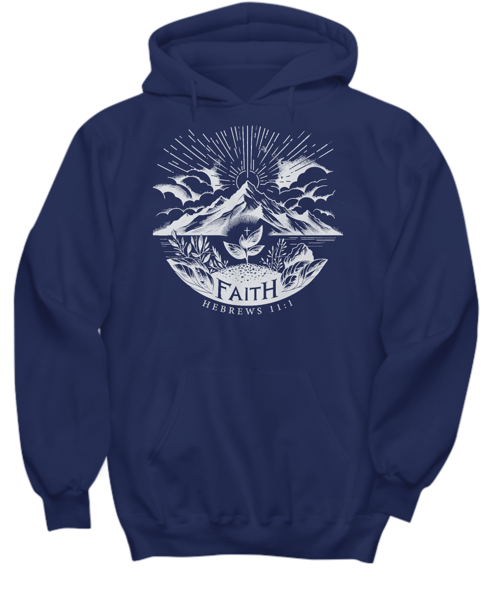 Christian Hoodie with Faith Hebrews 11:1 Bible Verse - Inspirational Gift for Devotional Events & Spiritual Enthusiasts