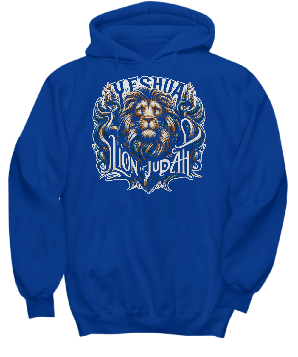 Christian Hoodie - Yeshua, Lion of Judah Design - Perfect Gift for Believers and Fans of Jesus is King Theme